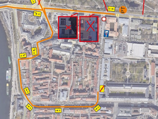 Ab 25.06.: Geänderte Zufahrt zum KWM Juliusspital